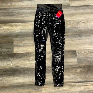 Spanx black sequin/faux leather leggings NWT